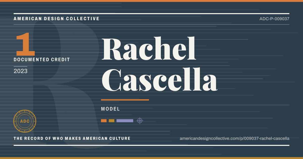 Registry card for Rachel Cascella: the ADC seal, Rachel Cascella, and how much is on record.