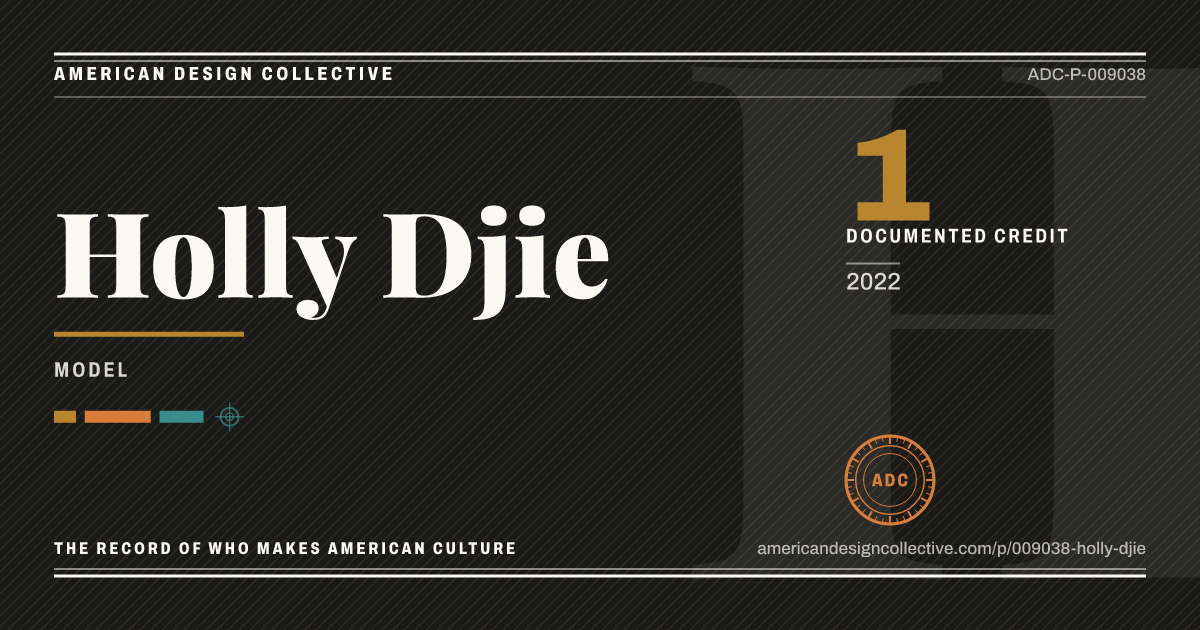 Registry card for Holly Djie: the ADC seal, Holly Djie, and how much is on record.