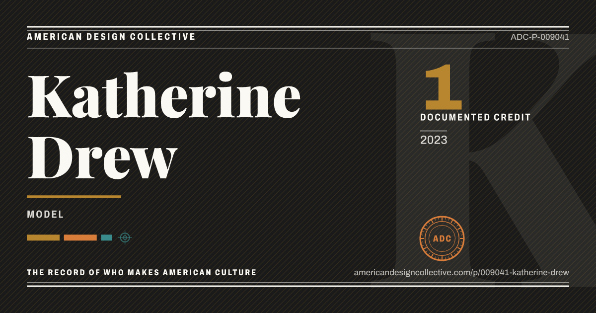 Registry card for Katherine Drew: the ADC seal, Katherine Drew, and how much is on record.