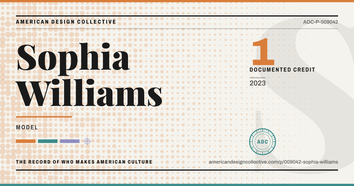 Registry card for Sophia Williams: the ADC seal, Sophia Williams, and how much is on record.