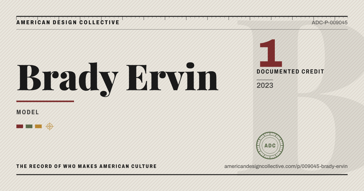 Registry card for Brady Ervin: the ADC seal, Brady Ervin, and how much is on record.