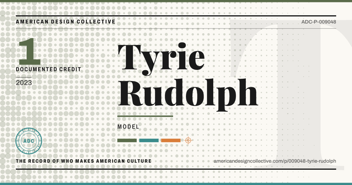 Registry card for Tyrie Rudolph: the ADC seal, Tyrie Rudolph, and how much is on record.