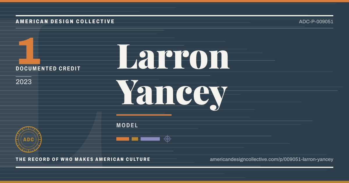 Registry card for Larron Yancey: the ADC seal, Larron Yancey, and how much is on record.