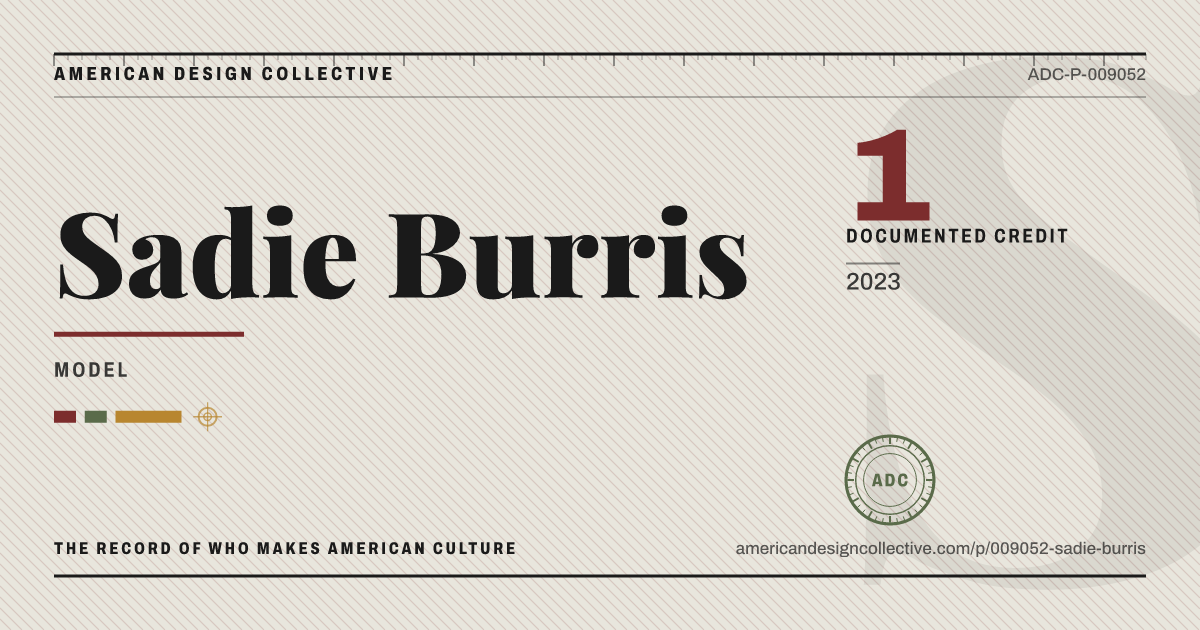 Registry card for Sadie Burris: the ADC seal, Sadie Burris, and how much is on record.