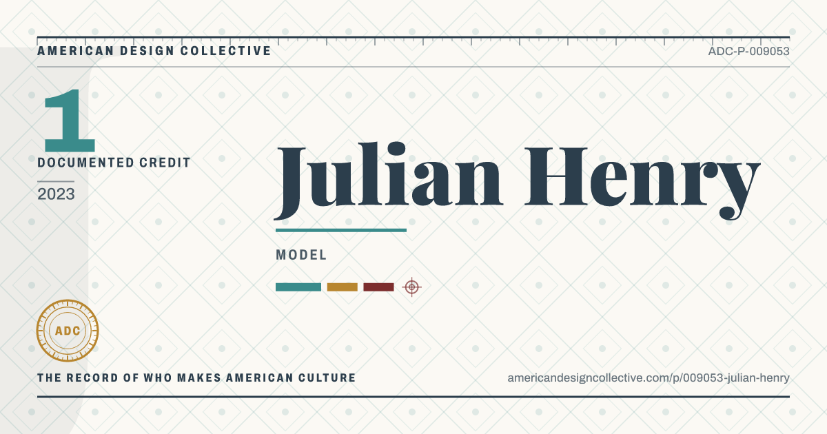 Registry card for Julian Henry: the ADC seal, Julian Henry, and how much is on record.