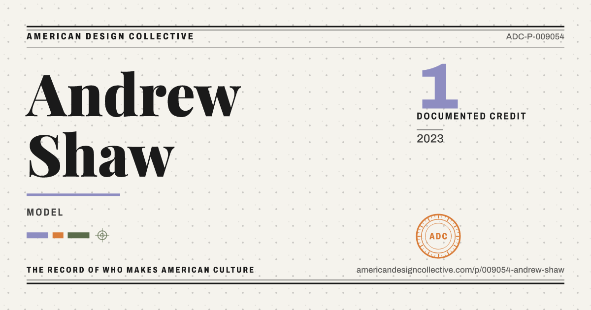 Registry card for Andrew Shaw: the ADC seal, Andrew Shaw, and how much is on record.