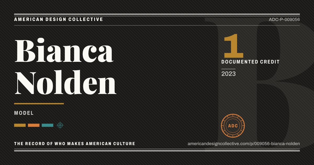 Registry card for Bianca Nolden: the ADC seal, Bianca Nolden, and how much is on record.