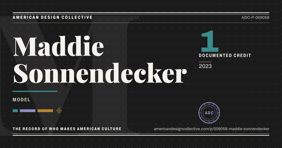 Registry card for Maddie Sonnendecker: the ADC seal, Maddie Sonnendecker, and how much is on record.