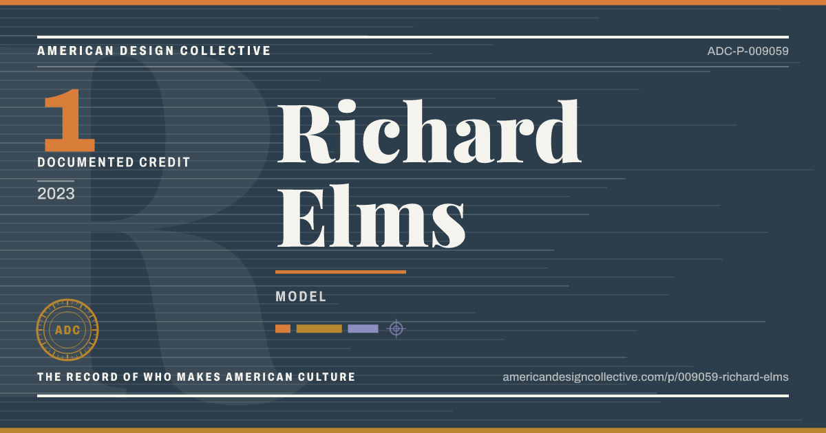 Registry card for Richard Elms: the ADC seal, Richard Elms, and how much is on record.