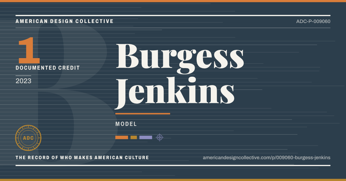 Registry card for Burgess Jenkins: the ADC seal, Burgess Jenkins, and how much is on record.