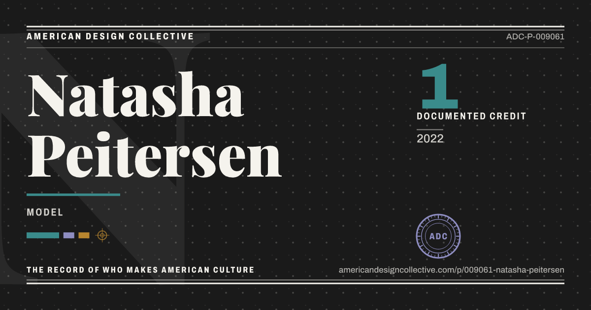 Registry card for Natasha Peitersen: the ADC seal, Natasha Peitersen, and how much is on record.
