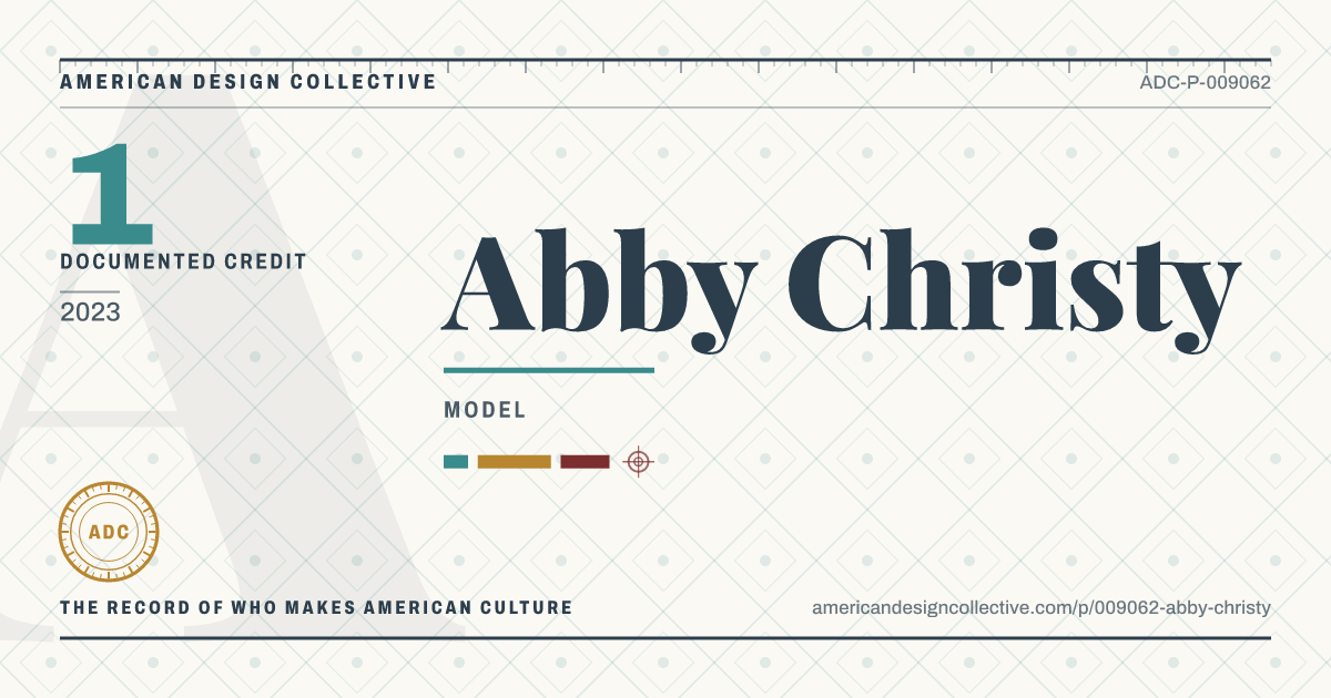 Registry card for Abby Christy: the ADC seal, Abby Christy, and how much is on record.
