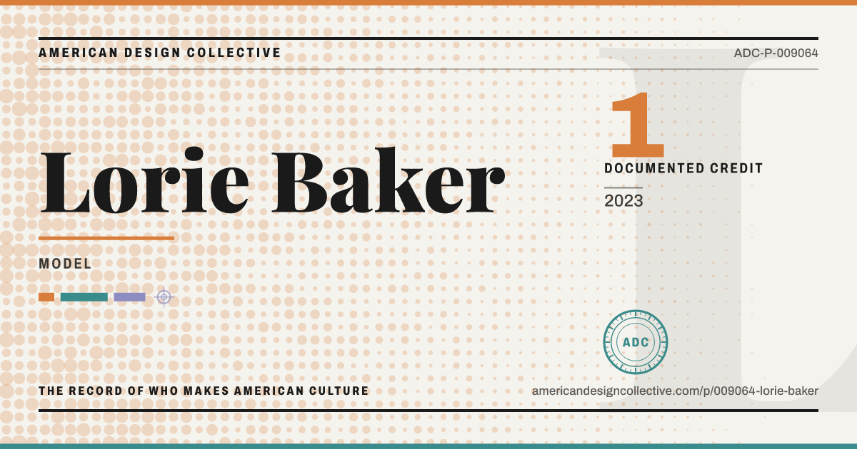 Registry card for Lorie Baker: the ADC seal, Lorie Baker, and how much is on record.