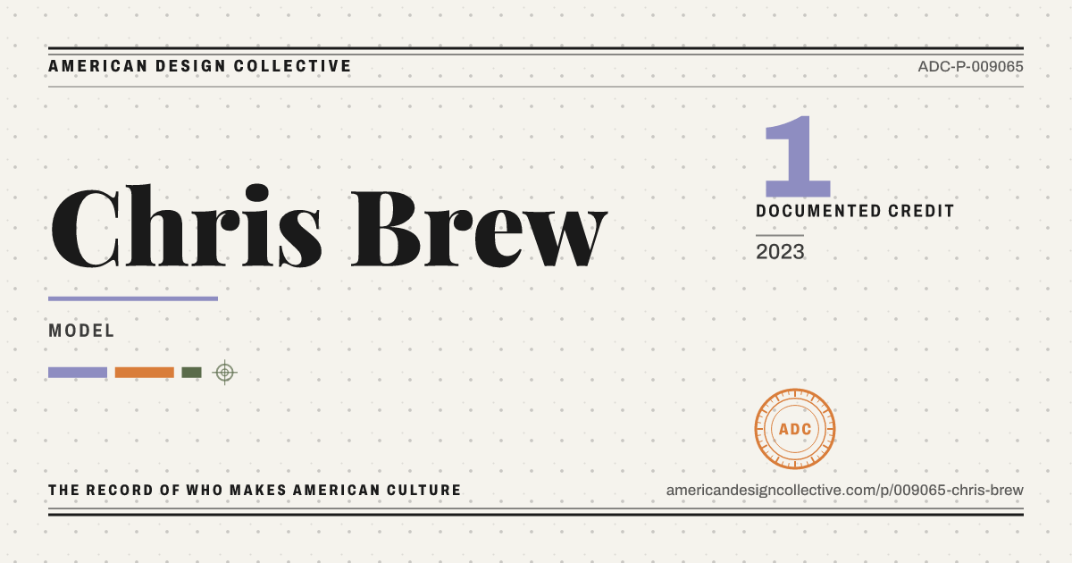 Registry card for Chris Brew: the ADC seal, Chris Brew, and how much is on record.