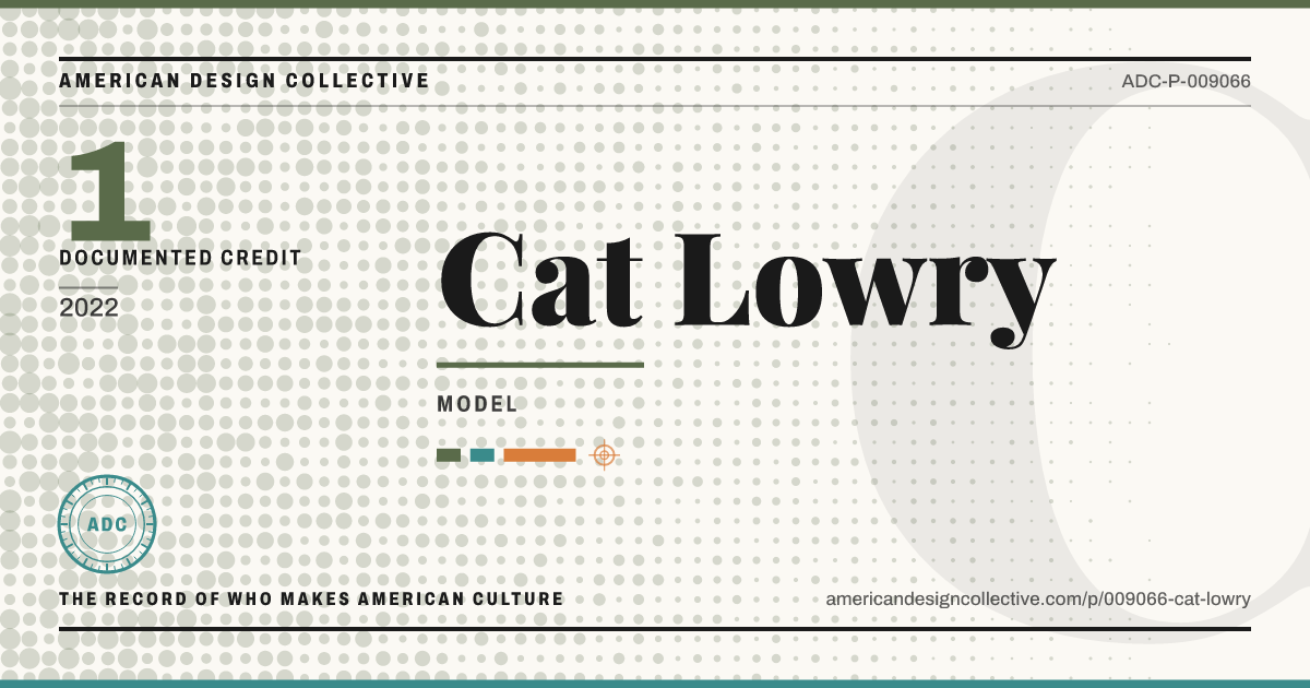 Registry card for Cat Lowry: the ADC seal, Cat Lowry, and how much is on record.