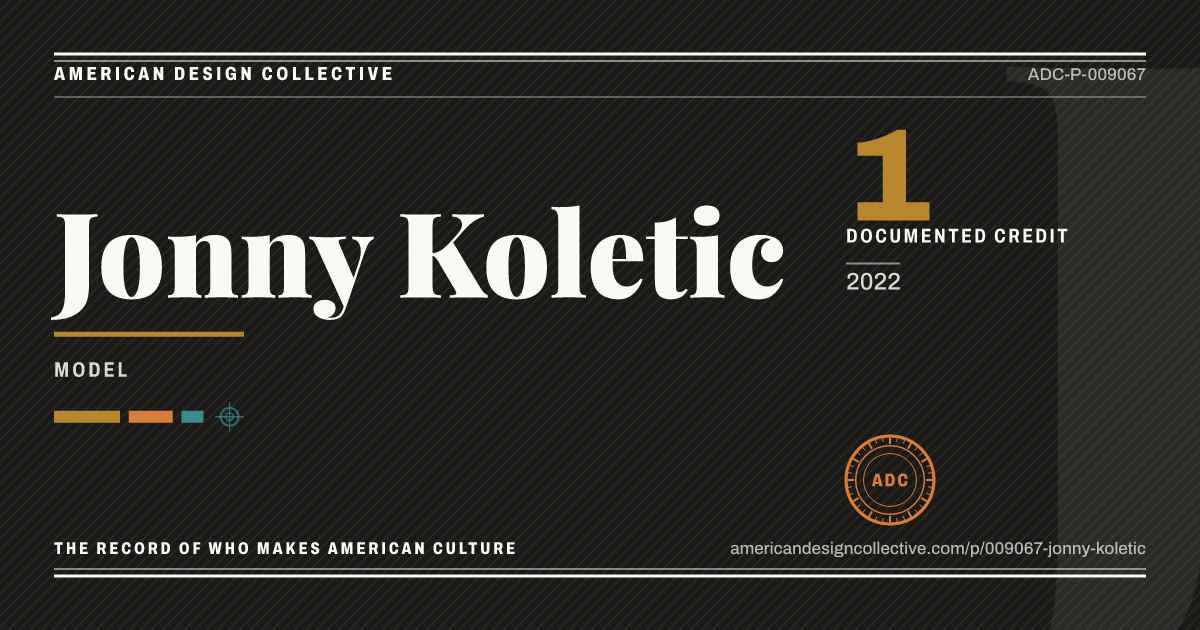 Registry card for Jonny Koletic: the ADC seal, Jonny Koletic, and how much is on record.