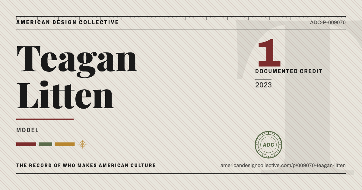 Registry card for Teagan Litten: the ADC seal, Teagan Litten, and how much is on record.