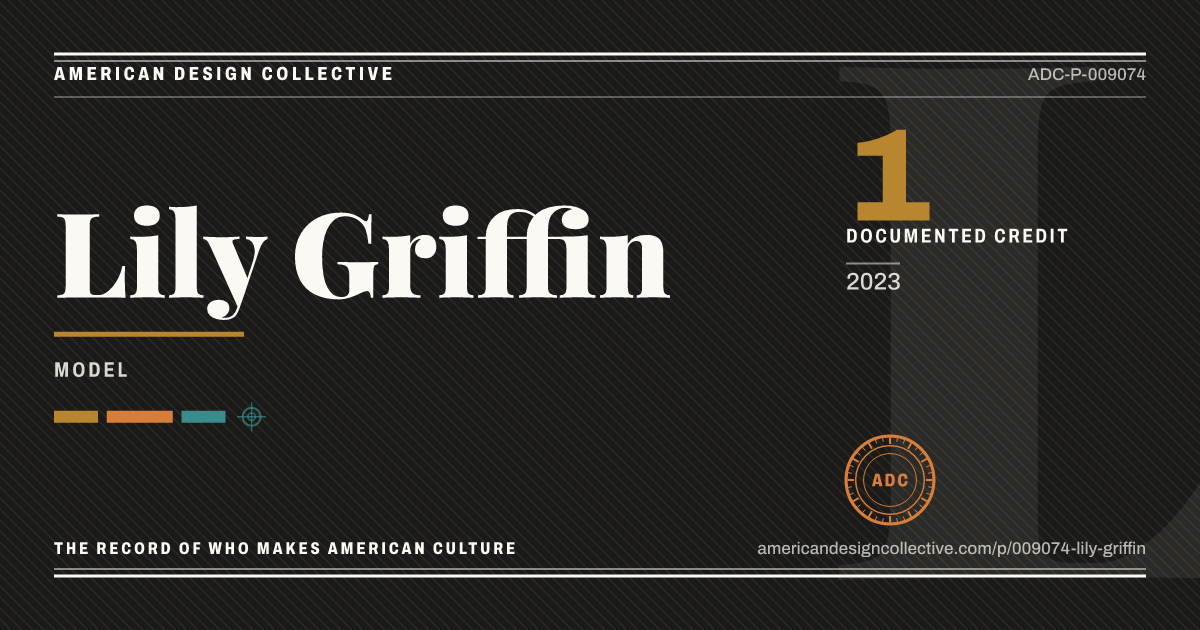 Registry card for Lily Griffin: the ADC seal, Lily Griffin, and how much is on record.