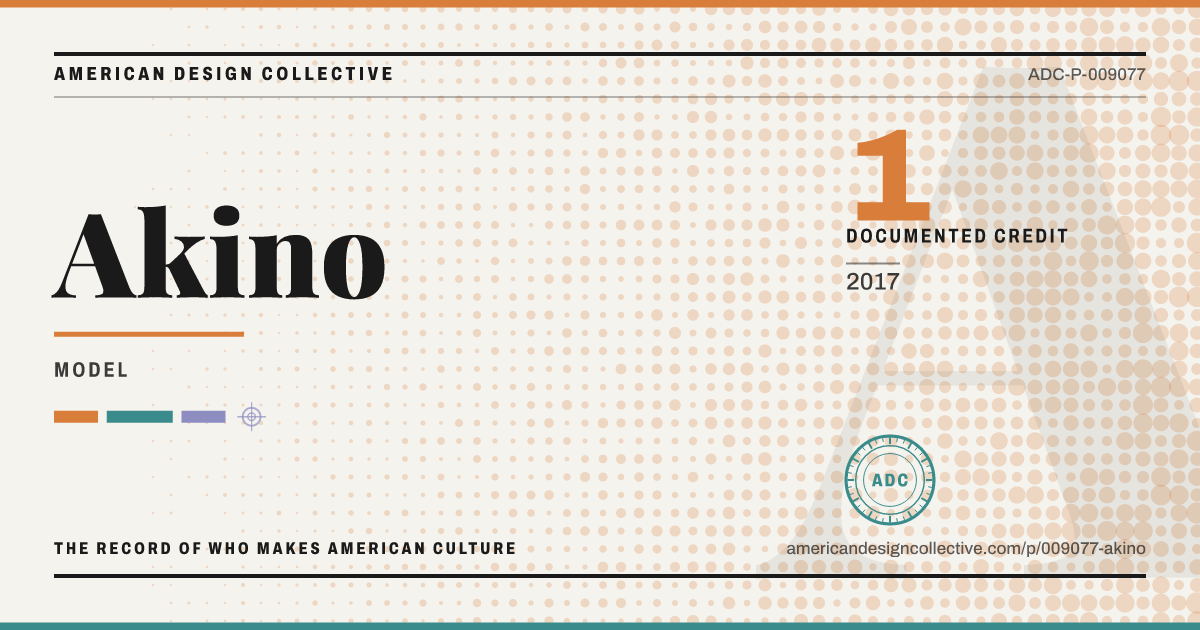 Registry card for Akino: the ADC seal, Akino, and how much is on record.