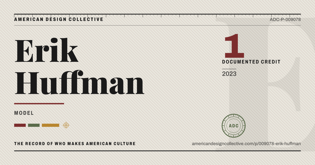 Registry card for Erik Huffman: the ADC seal, Erik Huffman, and how much is on record.