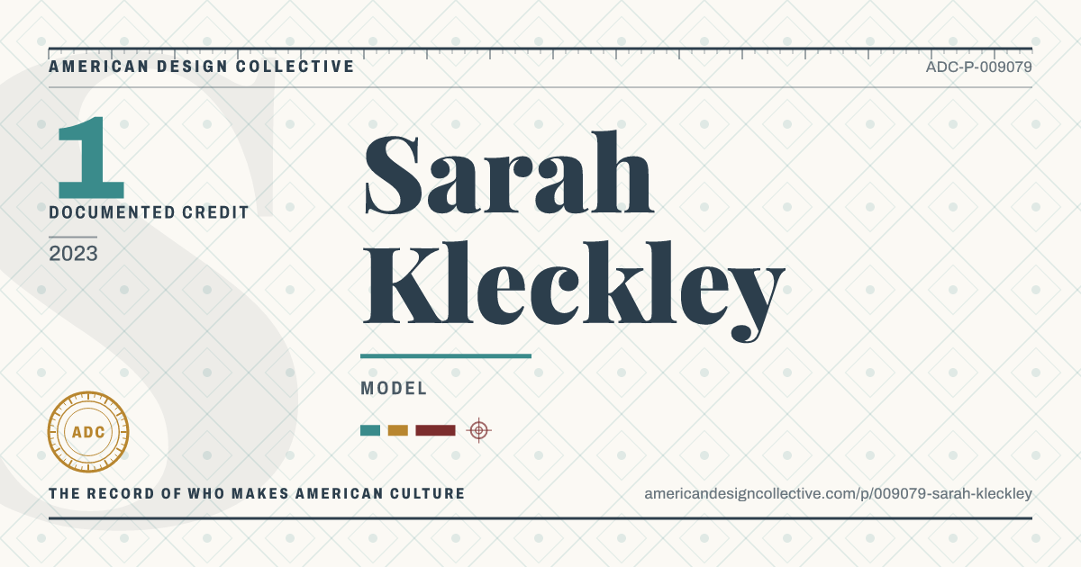 Registry card for Sarah Kleckley: the ADC seal, Sarah Kleckley, and how much is on record.