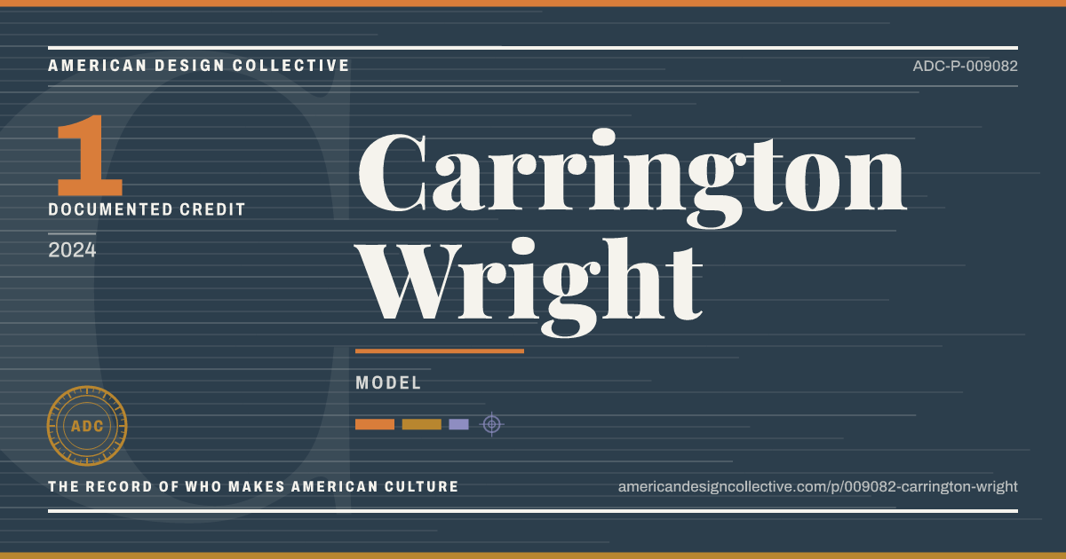 Registry card for Carrington Wright: the ADC seal, Carrington Wright, and how much is on record.
