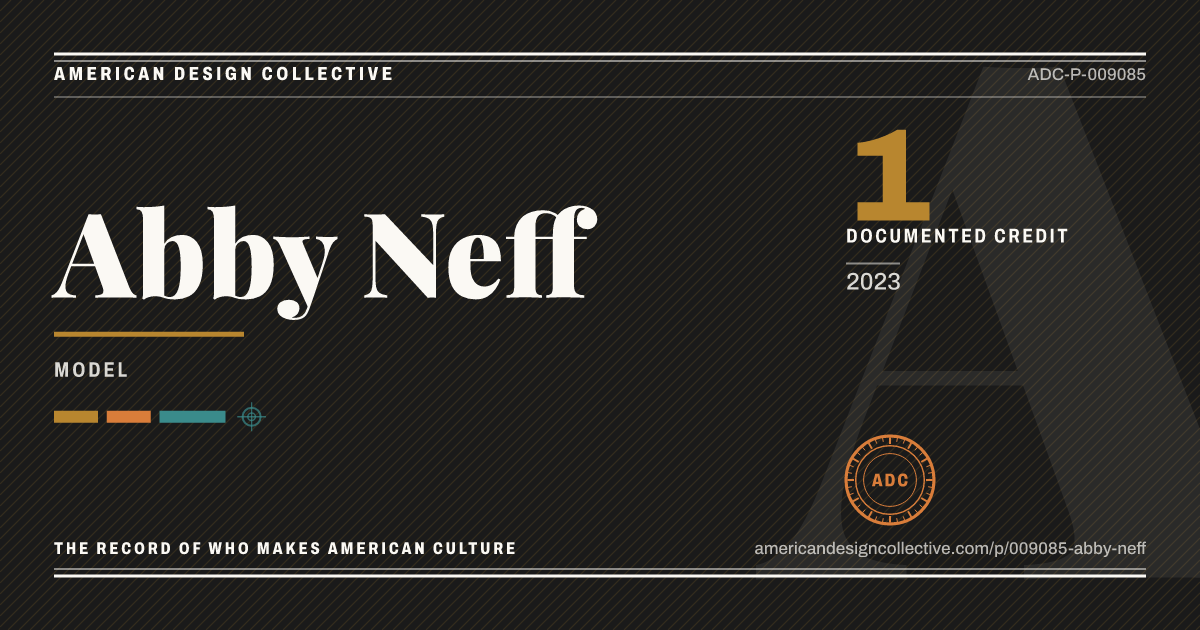 Registry card for Abby Neff: the ADC seal, Abby Neff, and how much is on record.