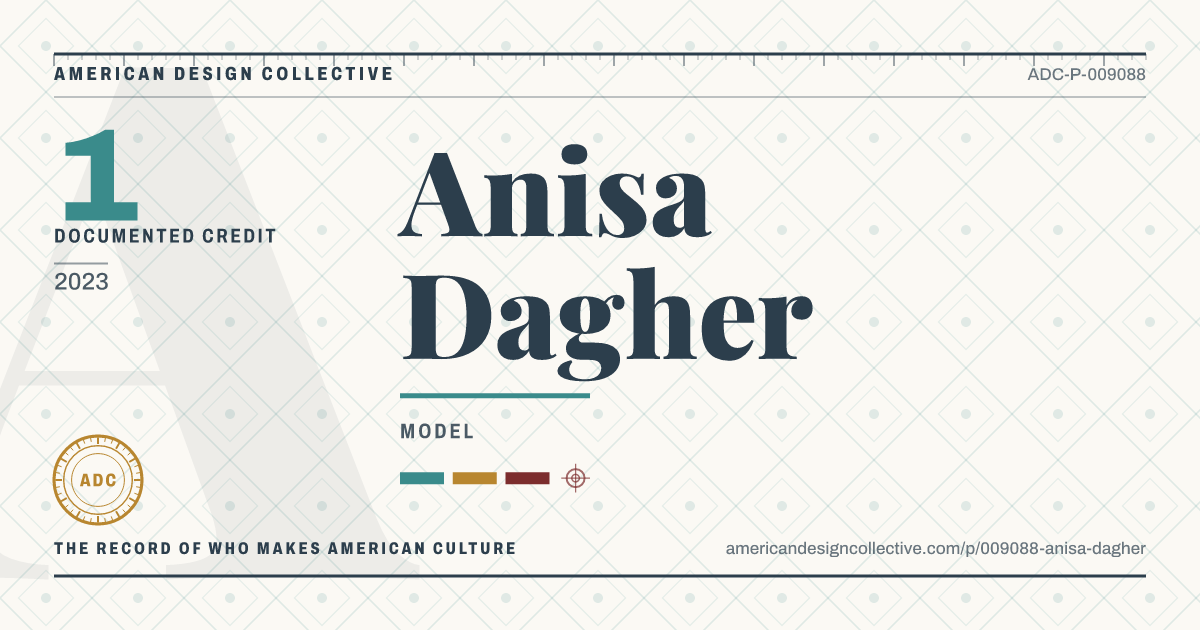 Registry card for Anisa Dagher: the ADC seal, Anisa Dagher, and how much is on record.
