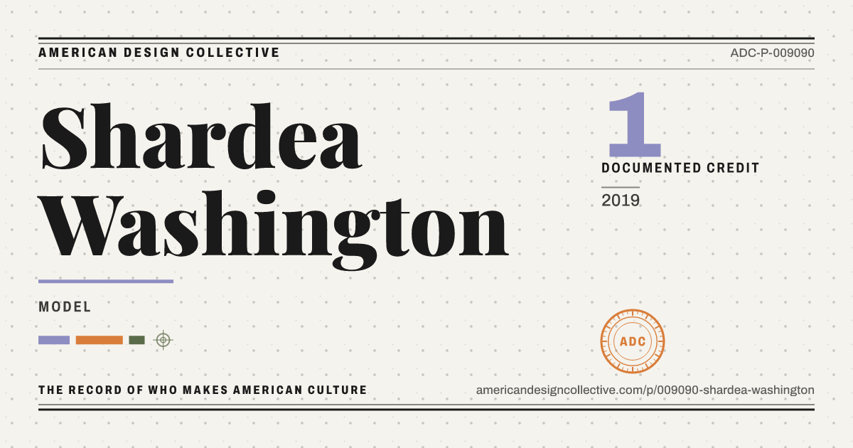 Registry card for Shardea Washington: the ADC seal, Shardea Washington, and how much is on record.