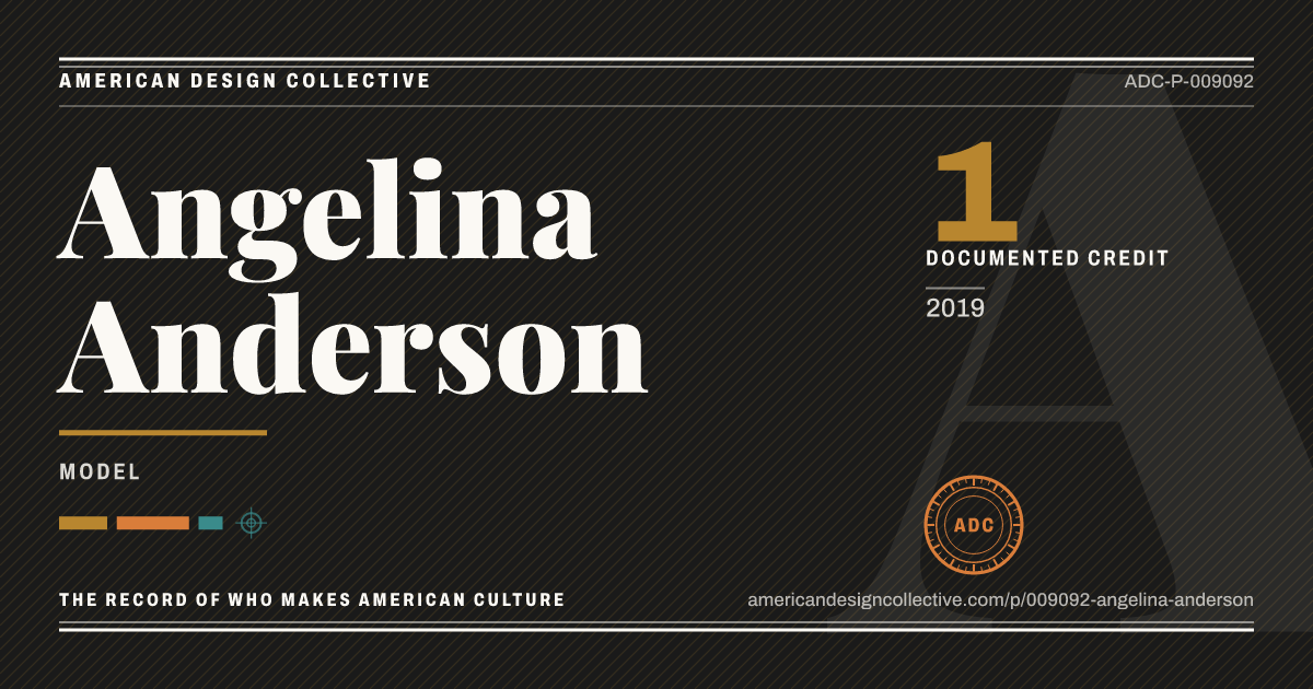 Registry card for Angelina Anderson: the ADC seal, Angelina Anderson, and how much is on record.