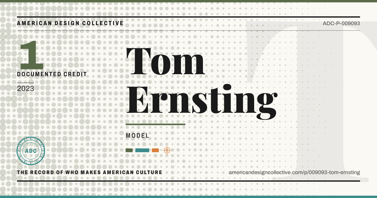 Registry card for Tom Ernsting: the ADC seal, Tom Ernsting, and how much is on record.