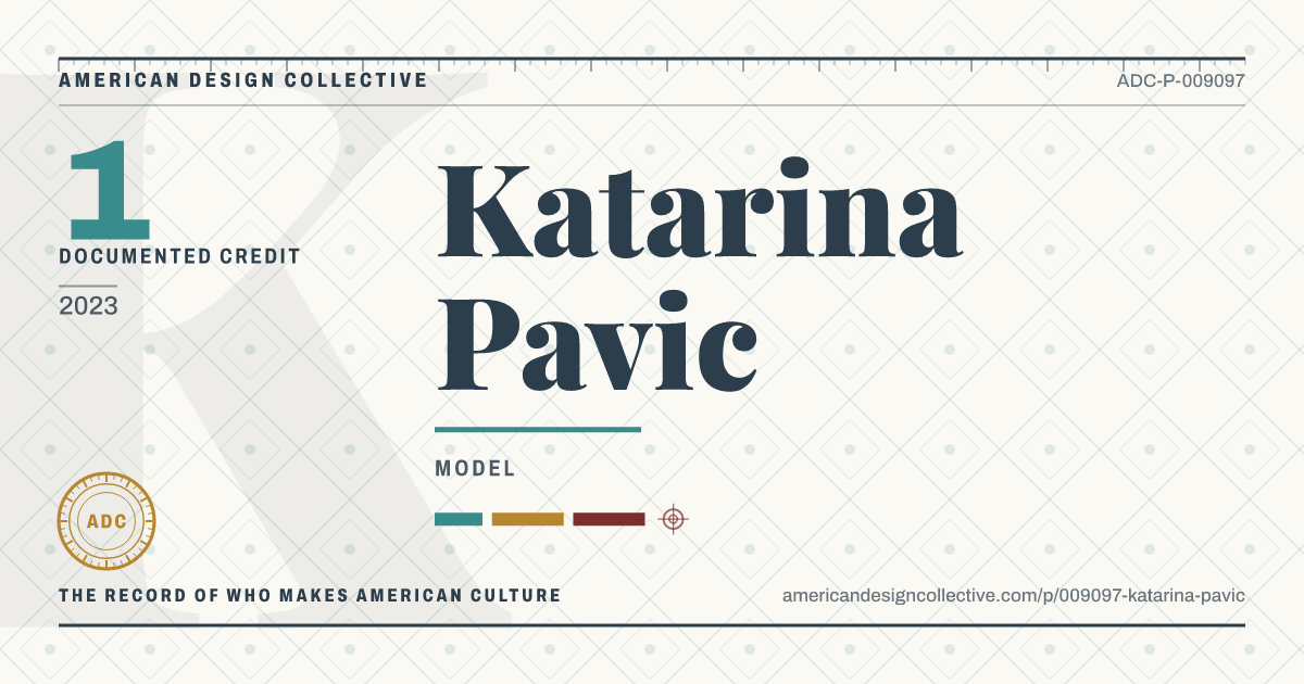 Registry card for Katarina Pavic: the ADC seal, Katarina Pavic, and how much is on record.
