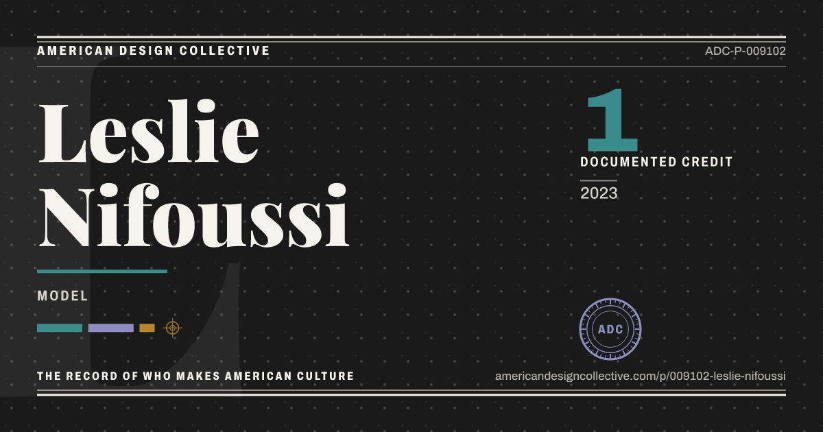 Registry card for Leslie Nifoussi: the ADC seal, Leslie Nifoussi, and how much is on record.