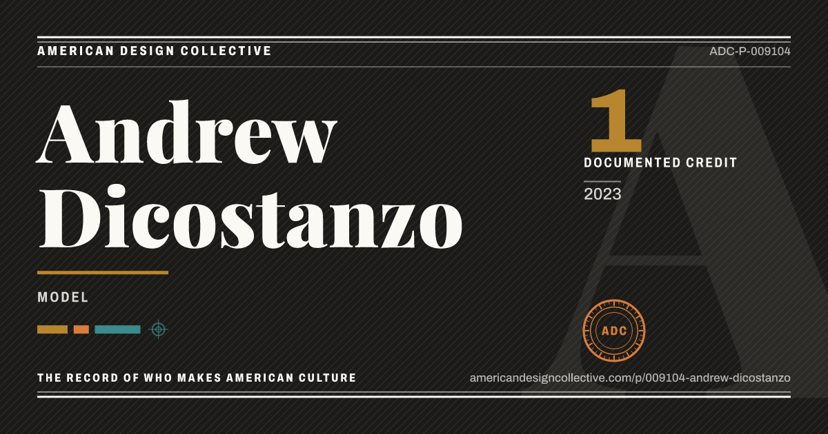 Registry card for Andrew Dicostanzo: the ADC seal, Andrew Dicostanzo, and how much is on record.