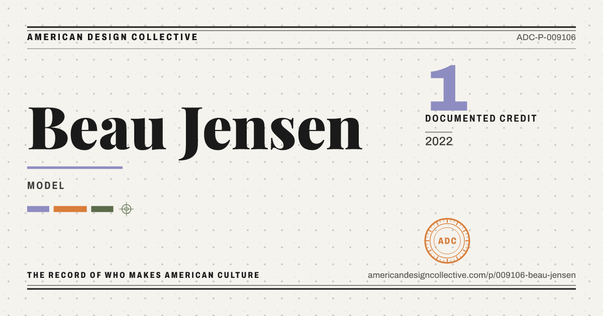 Registry card for Beau Jensen: the ADC seal, Beau Jensen, and how much is on record.
