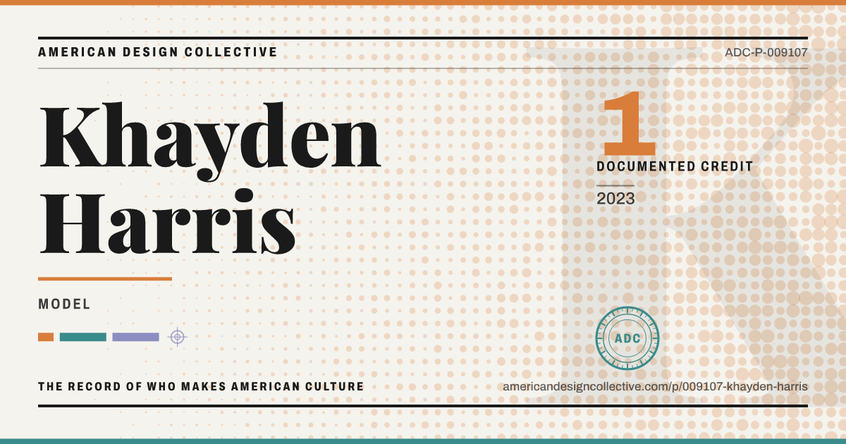Registry card for Khayden Harris: the ADC seal, Khayden Harris, and how much is on record.