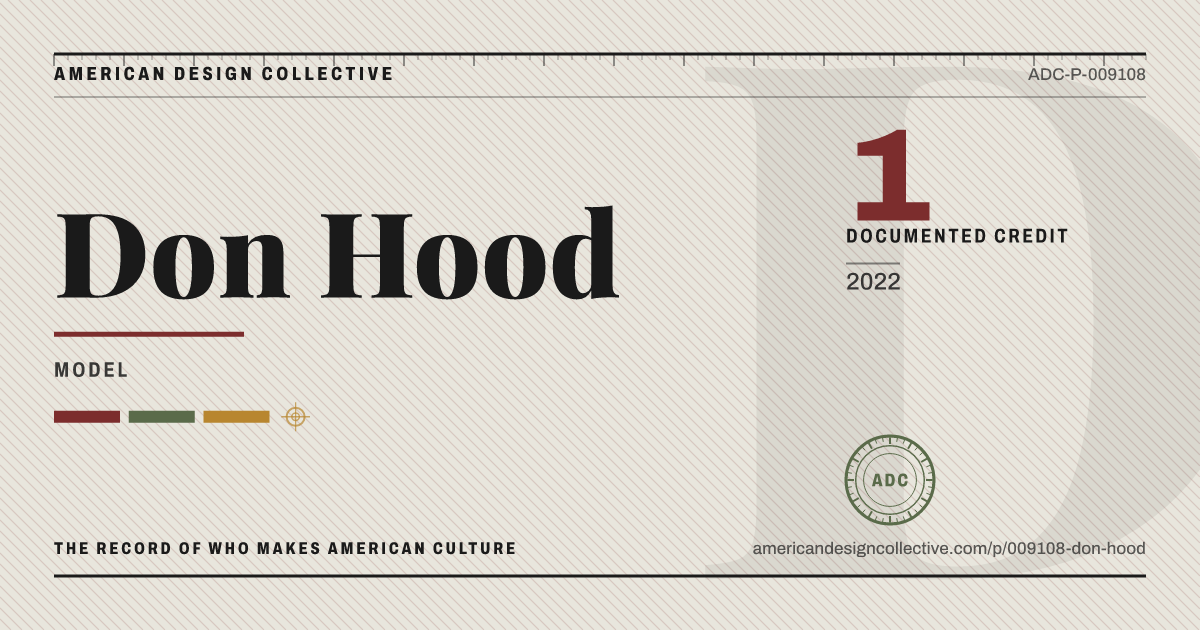 Registry card for Don Hood: the ADC seal, Don Hood, and how much is on record.
