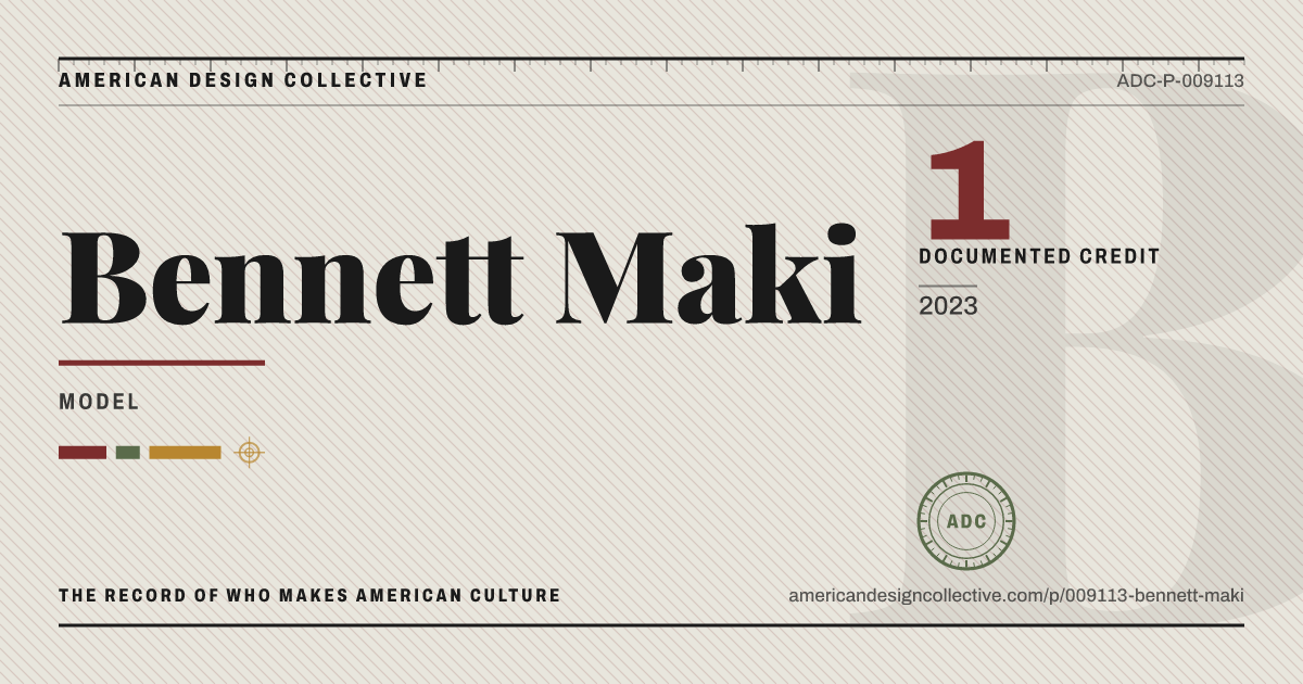 Registry card for Bennett Maki: the ADC seal, Bennett Maki, and how much is on record.