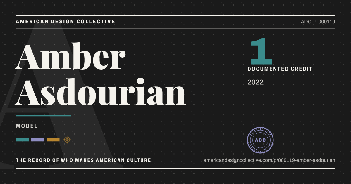 Registry card for Amber Asdourian: the ADC seal, Amber Asdourian, and how much is on record.