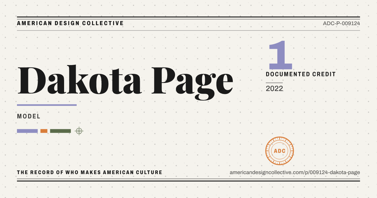 Registry card for Dakota Page: the ADC seal, Dakota Page, and how much is on record.