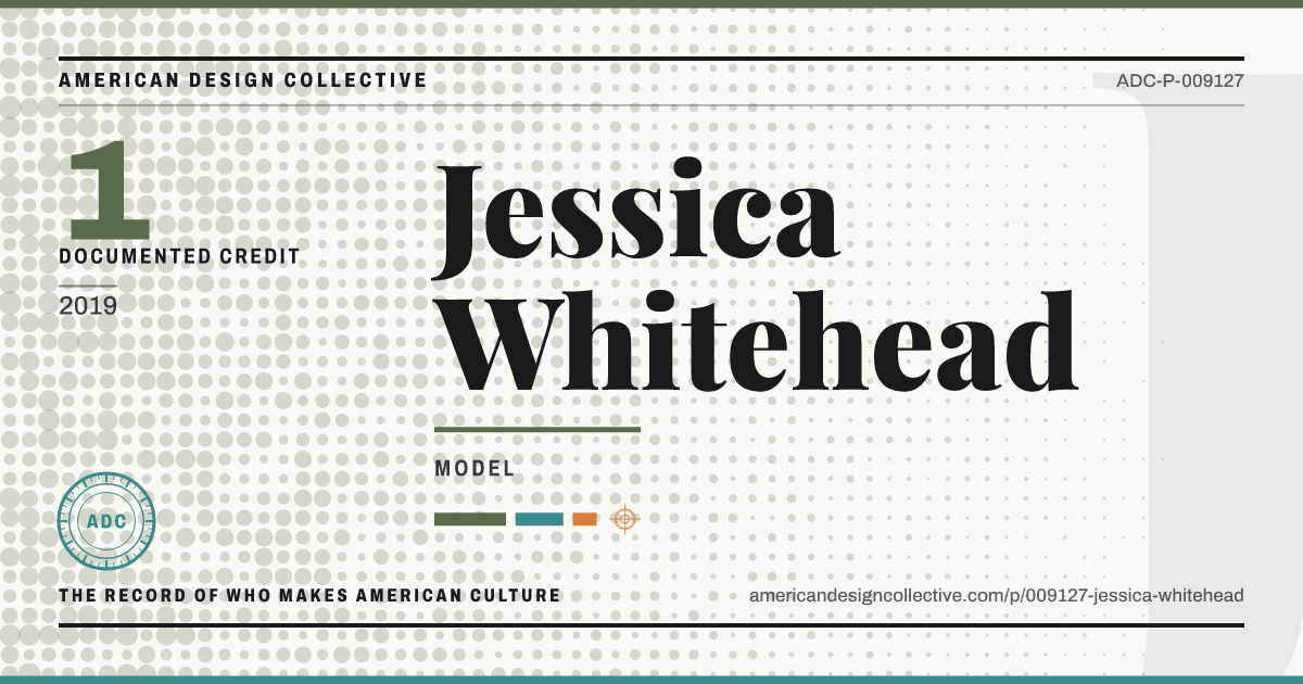 Registry card for Jessica Whitehead: the ADC seal, Jessica Whitehead, and how much is on record.