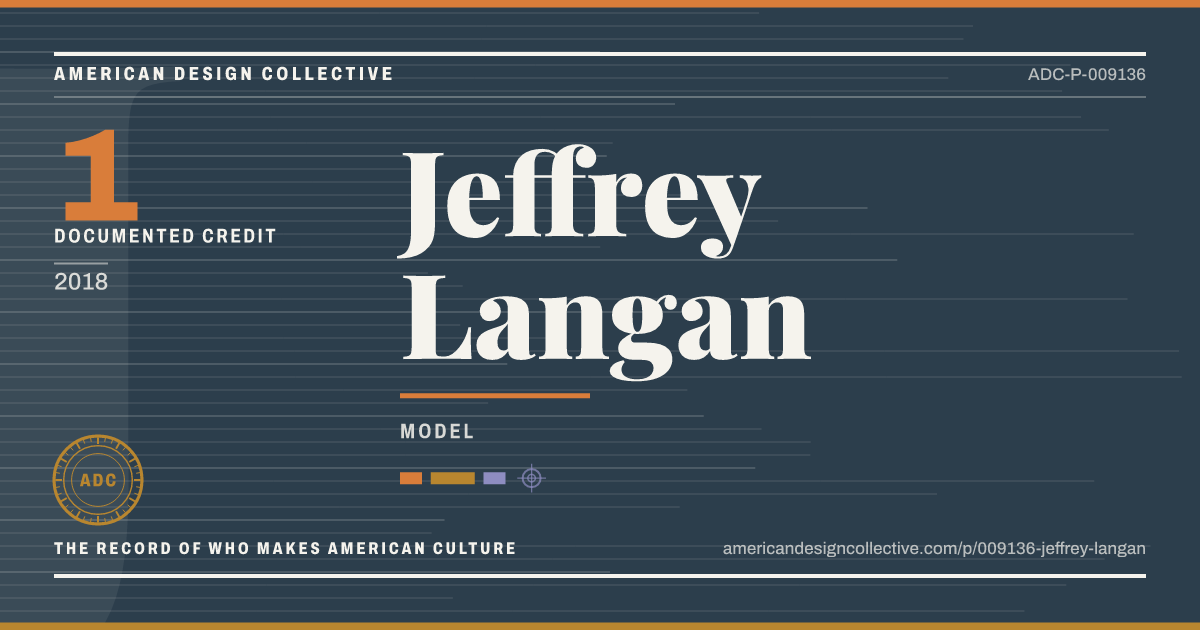 Registry card for Jeffrey Langan: the ADC seal, Jeffrey Langan, and how much is on record.