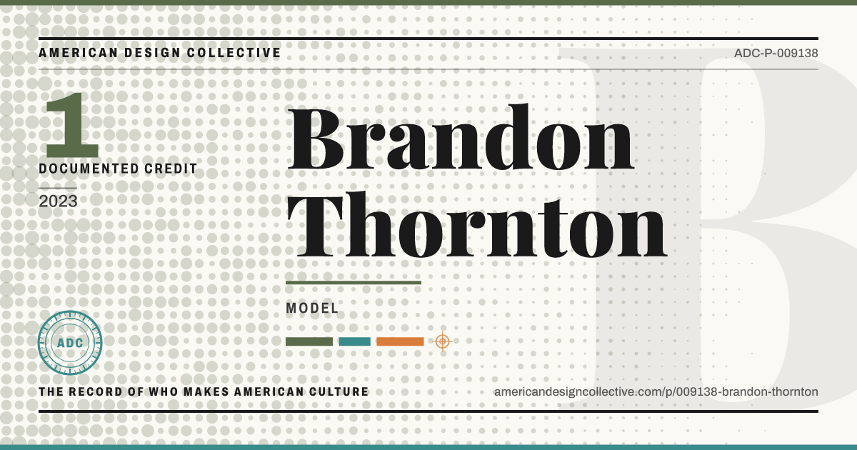Registry card for Brandon Thornton: the ADC seal, Brandon Thornton, and how much is on record.