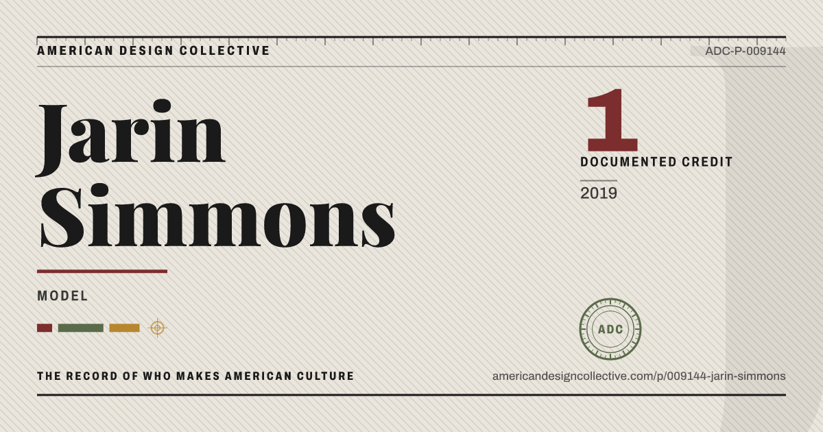Registry card for Jarin Simmons: the ADC seal, Jarin Simmons, and how much is on record.