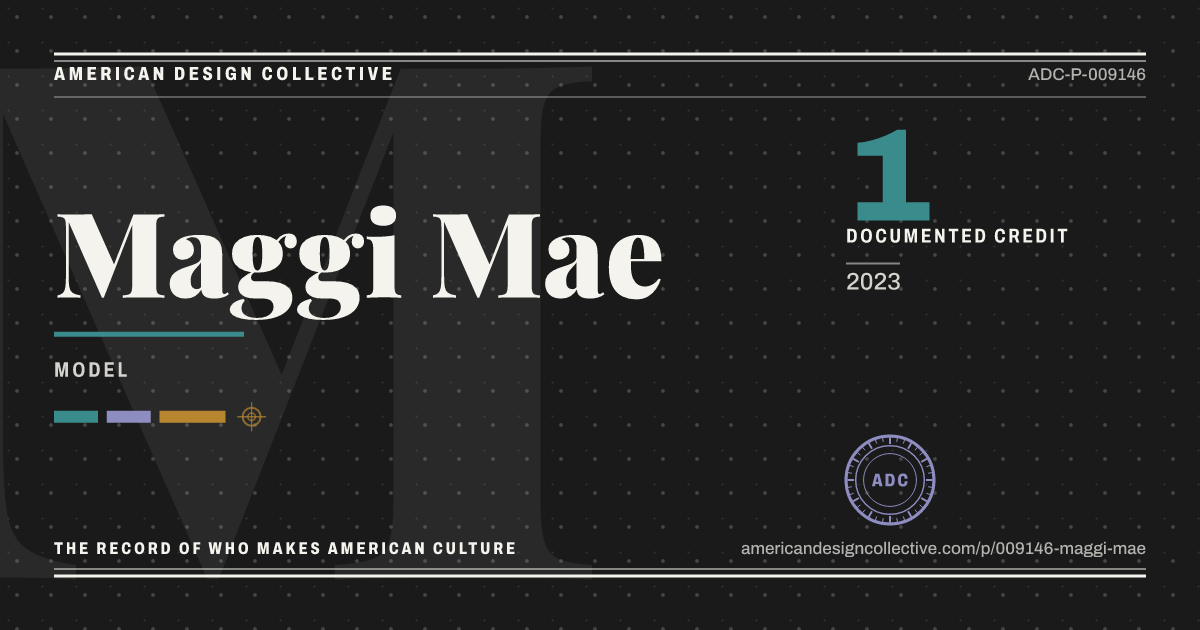Registry card for Maggi Mae: the ADC seal, Maggi Mae, and how much is on record.