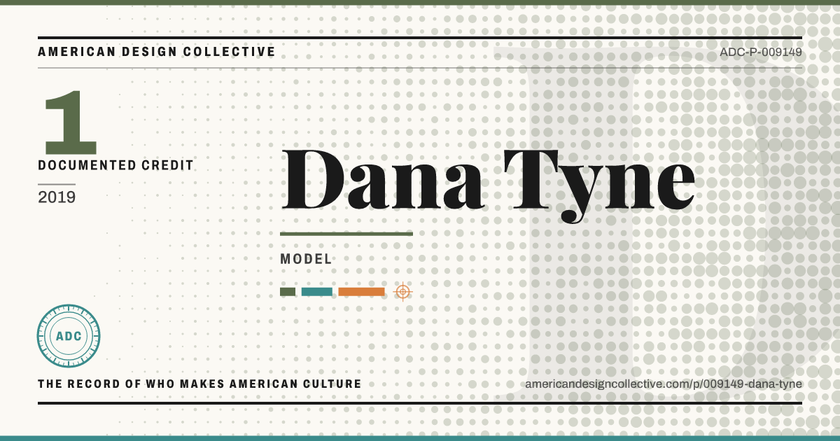 Registry card for Dana Tyne: the ADC seal, Dana Tyne, and how much is on record.