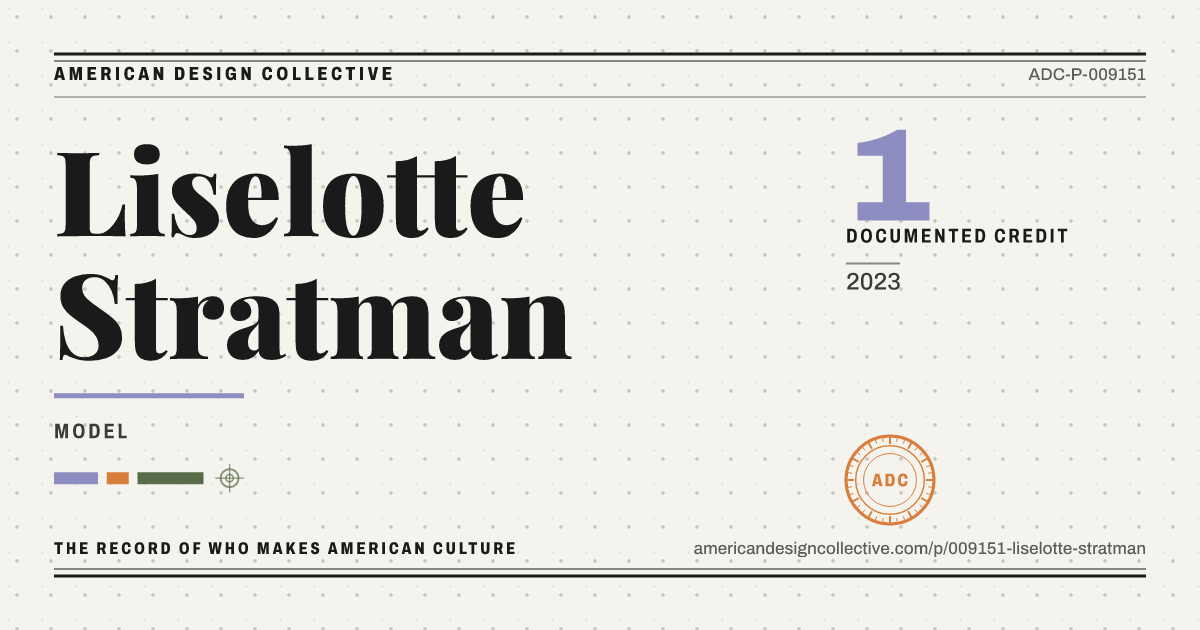 Registry card for Liselotte Stratman: the ADC seal, Liselotte Stratman, and how much is on record.