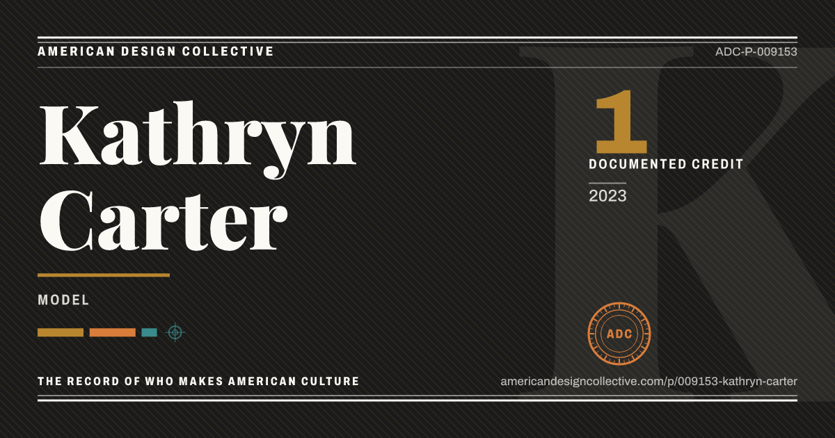 Registry card for Kathryn Carter: the ADC seal, Kathryn Carter, and how much is on record.