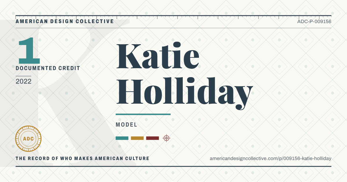 Registry card for Katie Holliday: the ADC seal, Katie Holliday, and how much is on record.