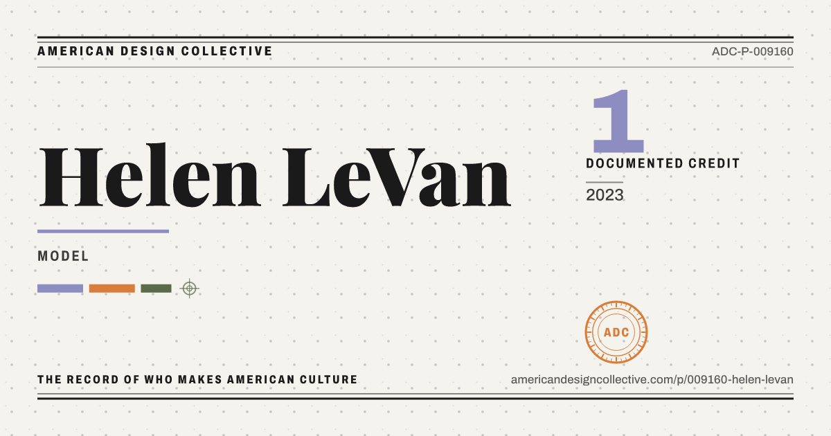 Registry card for Helen LeVan: the ADC seal, Helen LeVan, and how much is on record.